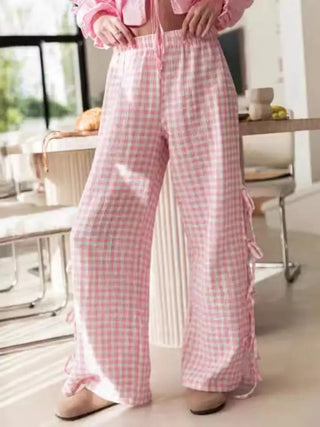 Pink Checkered Lounge Pants w/ Tie ups - Boutique Bella BellaLounge Pants