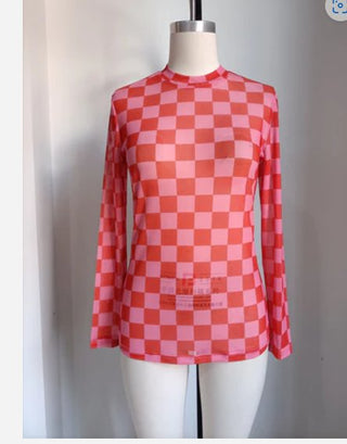 Pink Cheeker Mesh Top - Boutique Bella BellaMesh Top