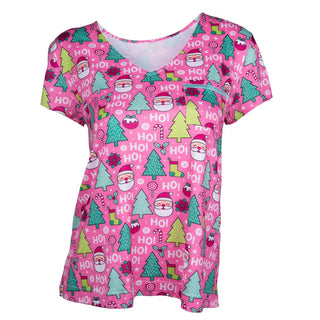 Pink Christmas V - Neck Pajama Top - Boutique Bella BellaPajama Top