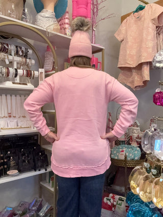 Pink Comfy Round Here Crewneck Sweatshirt - Boutique Bella BellaSweatshirt