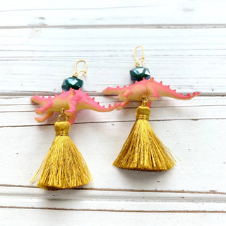 Pink Dinosaur Earrings - Boutique Bella Bellaearrings