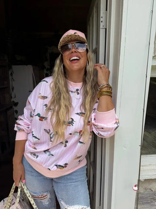 Pink Duck Pullover - Boutique Bella Bellapullover