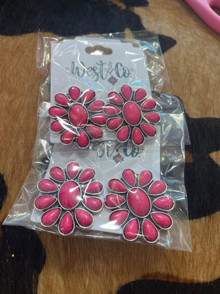 Pink Flower Cluster Post Earrings - Boutique Bella BellaJewlery