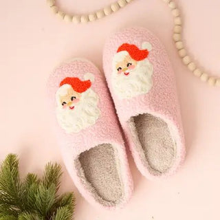 Pink Fuzzy Santa Slippers - Boutique Bella BellaHouse Slippers