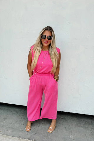 Pink Maddie Crop Pant Set - Boutique Bella BellaPant Set