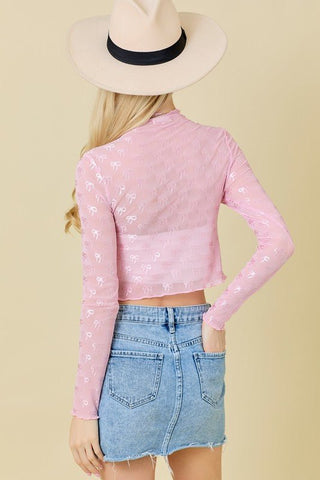 Pink Mesh Bow Top - Boutique Bella BellaMesh Top