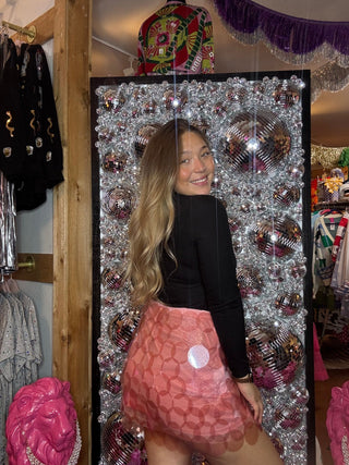 Pink Oversized Disc Sequin High Waisted Mini Skirt - Boutique Bella BellaSkirt