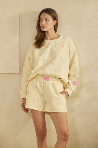 Pink Polka Dot Printed Lounge Crewneck Sweatshirt - Boutique Bella BellaSweatshirt