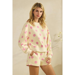 Pink Polka Dot Sweat Short Set - Boutique Bella BellaSet