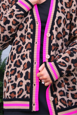 Pink Pop Leopard Cardigan *Pre-Order* - Boutique Bella BellaCardigan