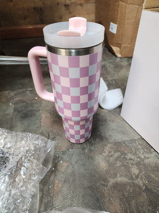 Pink & Purple Checkered Tumbler - Boutique Bella BellaTumbler