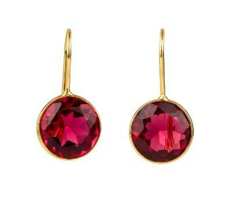 Pink Quartz Round Bezel Gemstone Earrings - Boutique Bella BellaJewlery