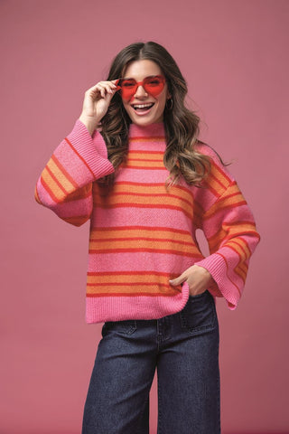 Pink Quinnie Turtleneck Sweater - Boutique Bella BellaSweater