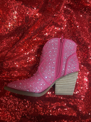 Pink Rhinestone Bootie - Boutique Bella Bella