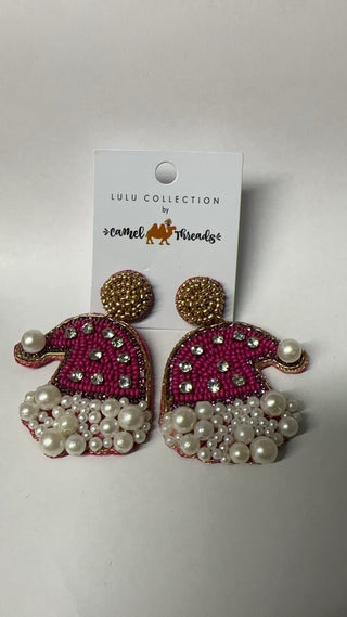 Pink Santa Hat Earings - Boutique Bella BellaEarrings