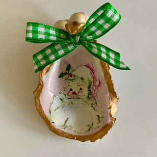 Pink Santa Oyster Shell Ornament - Boutique Bella BellaChristmas Ornament