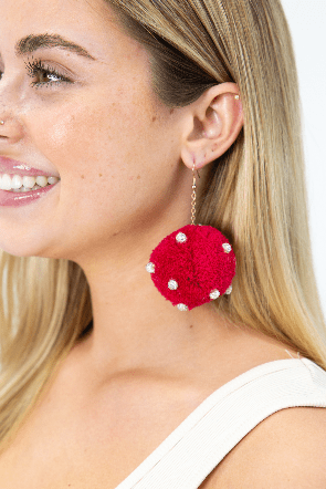 Pink Starlight Pom Pom Dangles - Boutique Bella BellaEarring