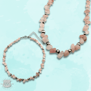 Pink tone chip bead necklace - LC - Boutique Bella BellaNecklaces
