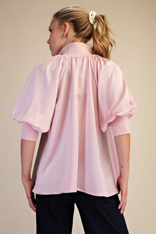 Pink Whisper Zip Blouse - Boutique Bella BellaBlouse