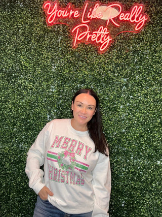Pinkmas Wreath Sweatshirt - Boutique Bella BellaChristmas sweatshirt