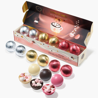 Hot Chocolate Bombs Set Of 6 3 Flavors Of White Fudge Brownie Strawberry Chocolates Delicious Cocoa