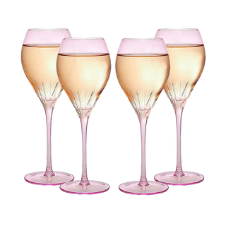 Paris Collection Crystal Pink Balloon Wine Glasses Red White Wines 14 Oz Set Of 4 By