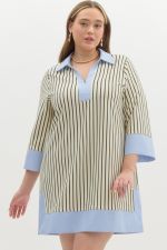 Pinstriped Charm - Boutique Bella BellaDress