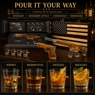 Pistol Ar15 Whiskey Decanter Set Of 2 On Hidden Storage American Flag Wall Rack By W - Boutique Bella Bella