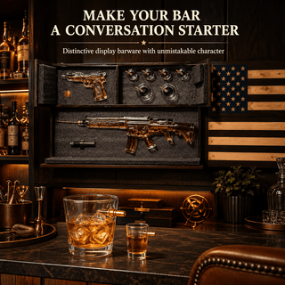 Pistol Ar15 Whiskey Decanter Set Of 2 On Hidden Storage American Flag Wall Rack By W - Boutique Bella Bella