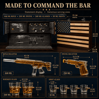 Pistol Ar15 Whiskey Decanter Set Of 2 On Hidden Storage American Flag Wall Rack By W - Boutique Bella Bella