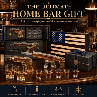 Pistol Ar15 Whiskey Decanter Set Of 2 On Hidden Storage American Flag Wall Rack By W - Boutique Bella Bella