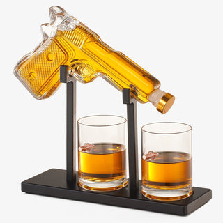 Pistol Whiskey Decanter Set 7 7 Oz With Two 10 5 Oz Glasses Premium Barware Gift - Boutique Bella BellaFaire_synced