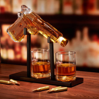 Pistol Whiskey Decanter Set 7 7 Oz With Two 10 5 Oz Glasses Premium Barware Gift - Boutique Bella BellaFaire_synced