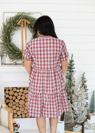 Plaid Puff Sleeve Dress - Boutique Bella BellaDress