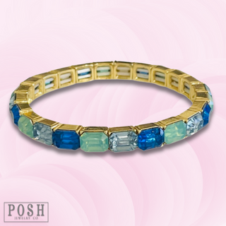 Rectangle rhinestone stretch bracelet - LC