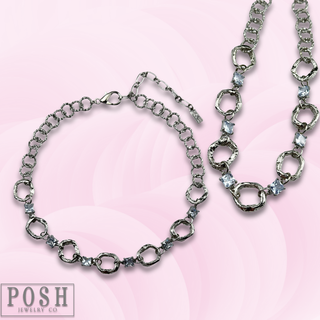 Chain necklace with rhinestone squares - LC