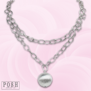 Double strand necklace with ball pendant - LC