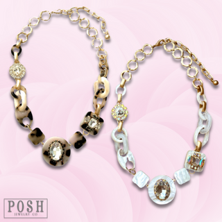 Acrylic chain and rhinestone necklace - LC