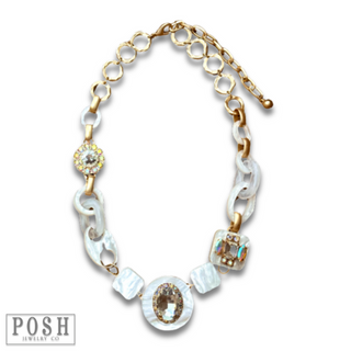 Acrylic chain and rhinestone necklace - LC