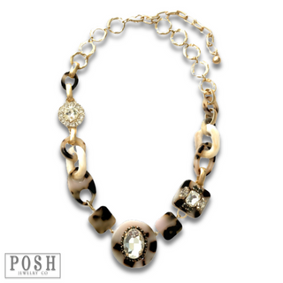 Acrylic chain and rhinestone necklace - LC