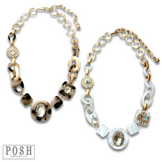 Acrylic chain and rhinestone necklace - LC