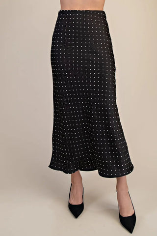Polka Charm Midi Skirt - Black - Boutique Bella BellaSkirt