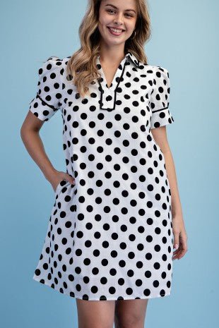 Polka Dot Collared Dress - Boutique Bella BellaDress