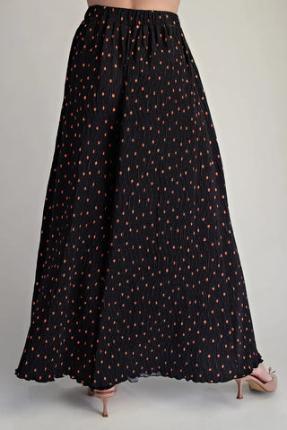 Polka Dot Pleated Wide - Leg Pants - Black - Boutique Bella BellaPants
