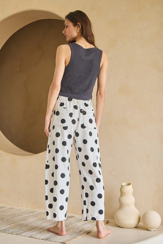 Polka Dot Printed Barrel Denim Pants - Boutique Bella BellaJeans