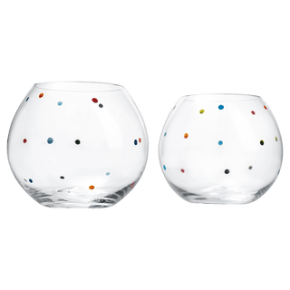 Polka Dot Set Of 2 Stemless Bubble Wine Glasses 16 Oz By Polka Dot Rainbow Glasses C - Boutique Bella Bella