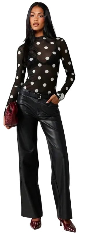 Polka Dot Sheer Long Sleeve Top - Boutique Bella BellaBlouse