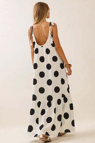 Polka Dot Tie - Strap Maxi Dress - Boutique Bella BellaDress