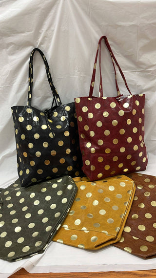 Polka Dots Italian Leather Handbag - Boutique Bella BellaPurse