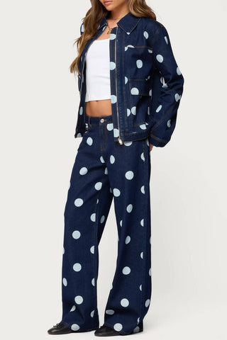 Polka dots print baggy Straight - leg jeans - Boutique Bella BellaJeans